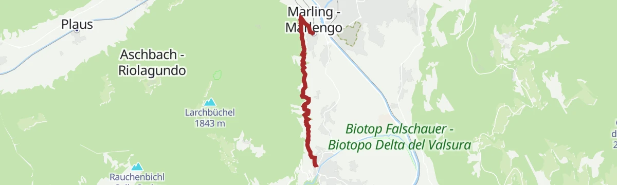 Route map: Escursione facile lungo la roggia di Marlengo